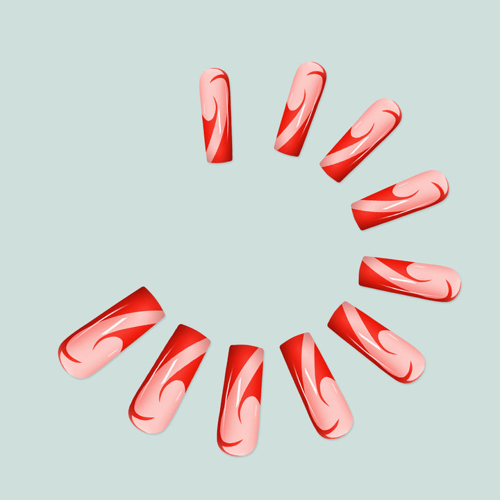 Artful nail extensions with fire pattern Bowlift