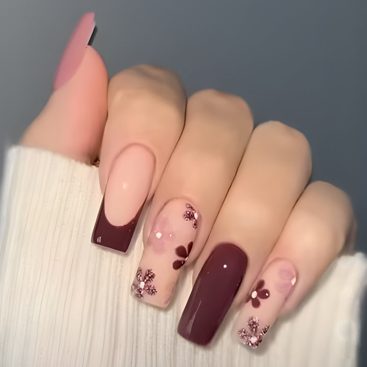 Artistic Floral Gel Nail Set Bowlift