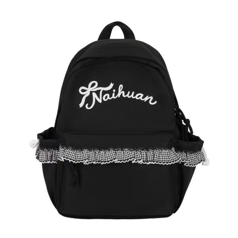 Embroidered Ruffled Backpack Bowlift