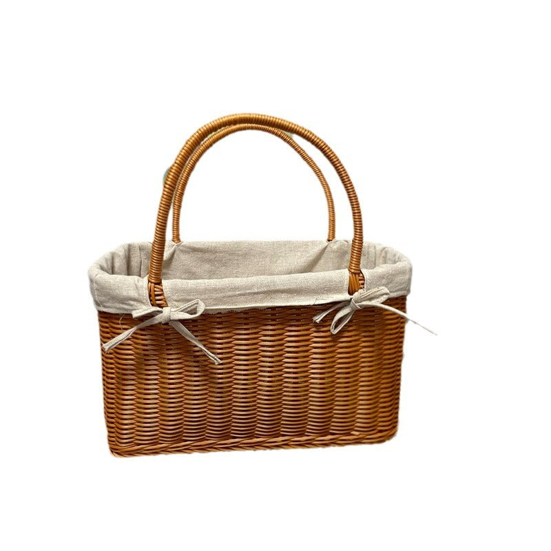 Handcrafted Woven Storage Basket with Liner Bowlift