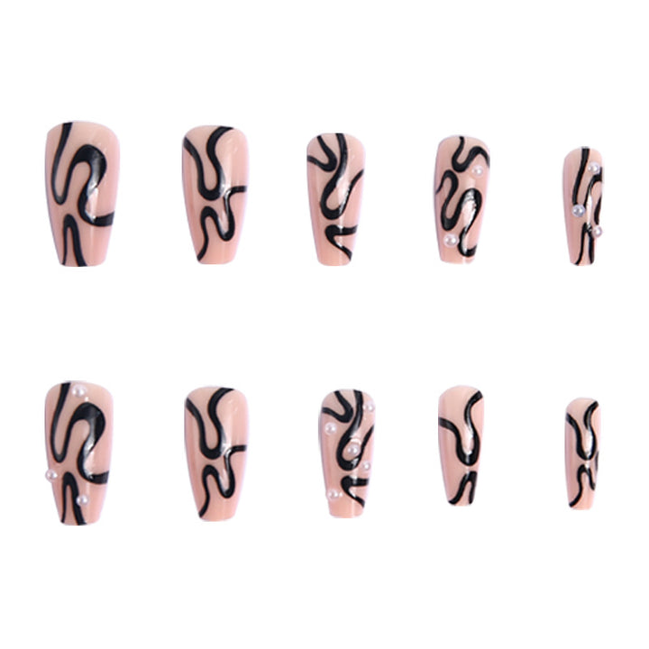 Artificial nails with creative lines design Bowlift