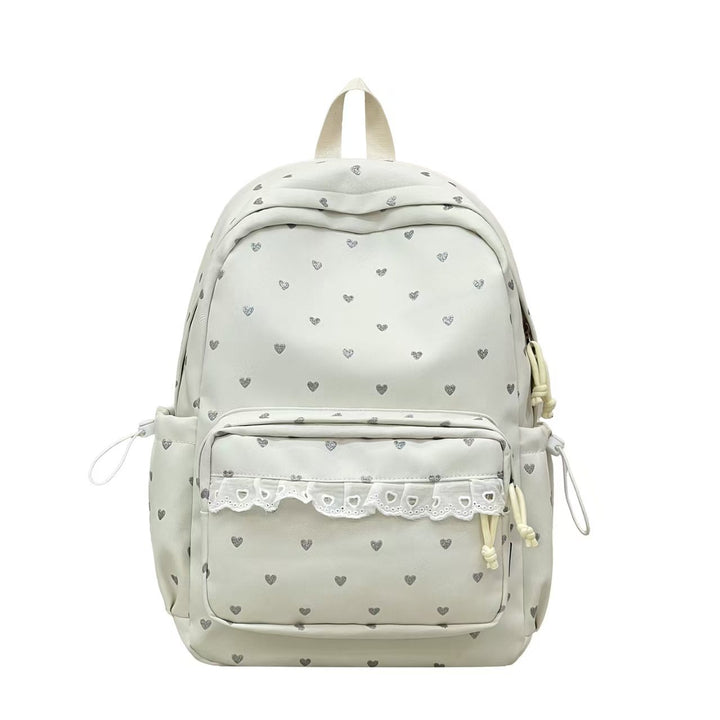 Backpack with Fine Heart Motif and Delicate Lace Appliqué Bowlift