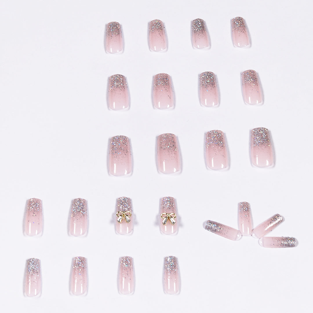 Artful Nail Extensions with Glitter and Decoration Bowlift