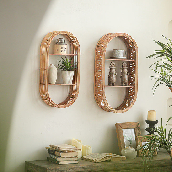Wall shelf made of natural rattan Bowlift