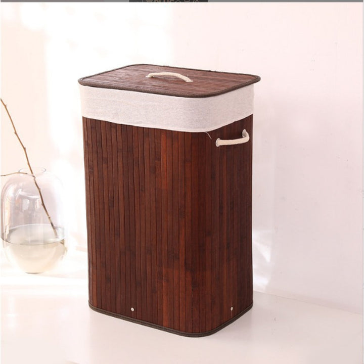 Elegant Laundry Basket Made of Bamboo with Practical Lid Bowlift