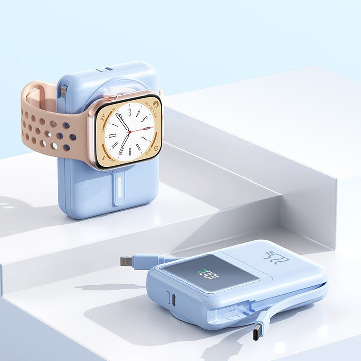Portable power bank with integrated Apple Watch mounting mechanism and fast charging function Bowlift