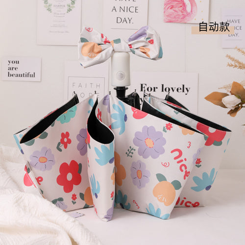 Women's Foldable Umbrella with Colorful Floral Patterns Bowlift