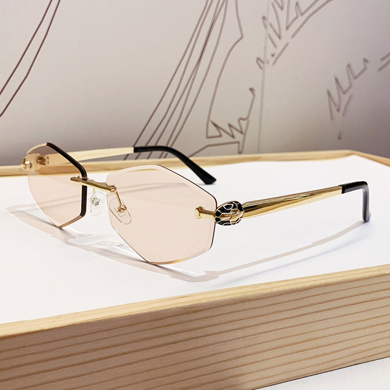 Women's Designer Sunglasses with Hexagonal Frame and Gold Accents Bowlift