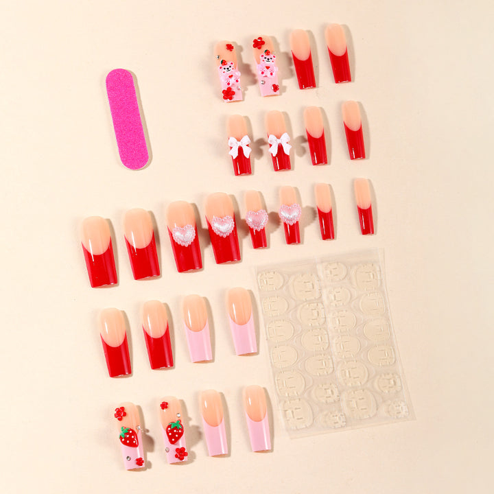 Creative 3D Strawberry and Bow Nail Art Extensions Bowlift