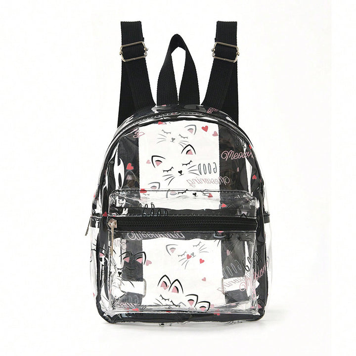 Women's Transparent Backpack with Cat Design Bowlift
