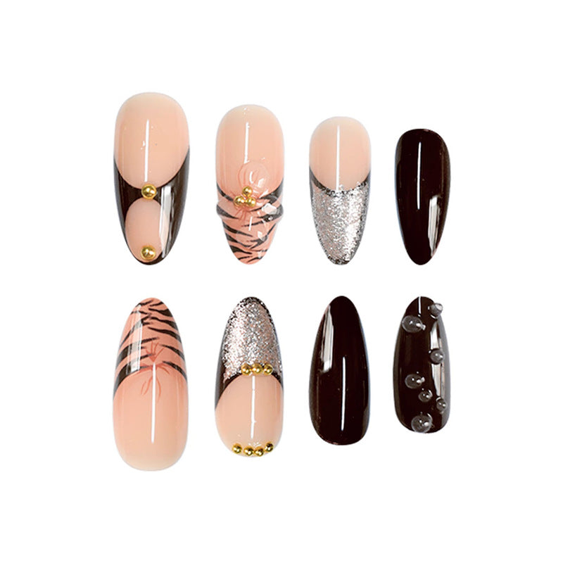 Artistic Stiletto Press-On Nail Art with Butterfly Accents Bowlift