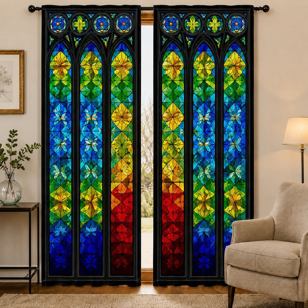 Stained Glass Inspired Decorative Window Curtains
