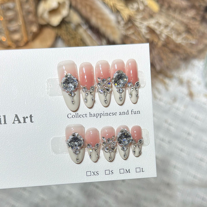 Glamorous Crystal-Embellished Stiletto Press-On Nails Bowlift