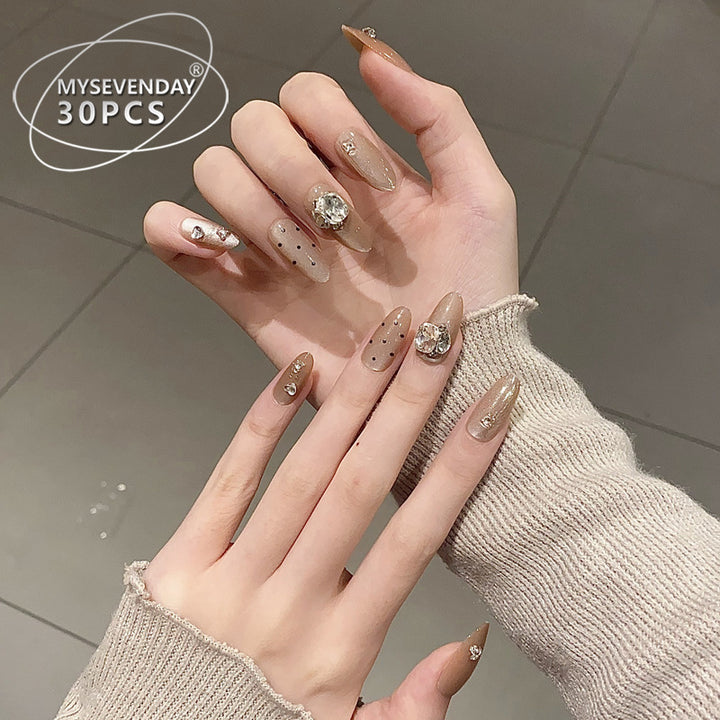 Elegant Stiletto Press-On Nail Set with Crystal Accents Bowlift