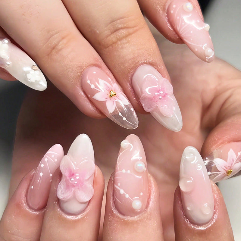 Floral Fantasy Stiletto Nail Art Bowlift