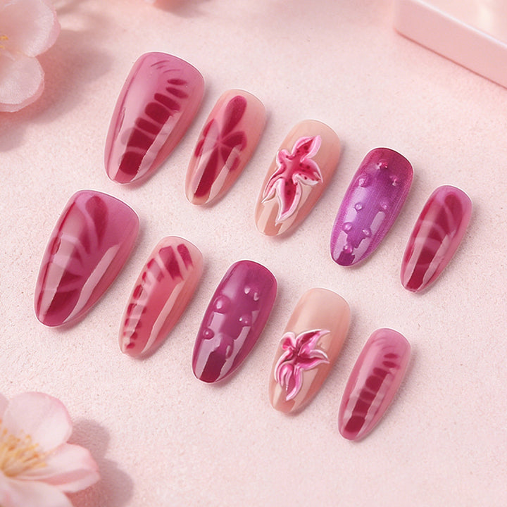 Artistic Floral Press-On Nails Bowlift 1787542981