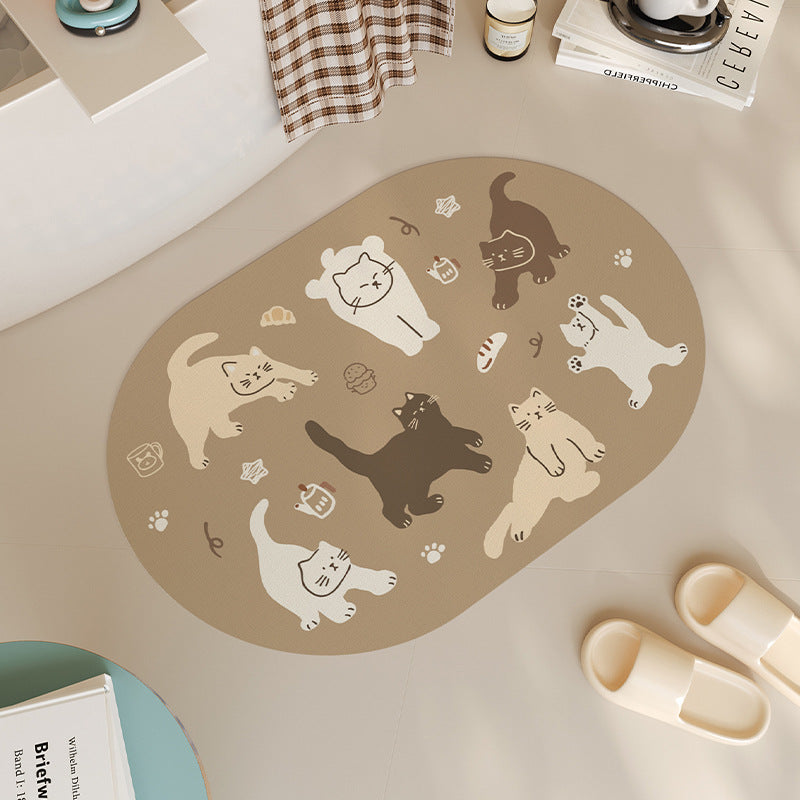 Cute Cat-Themed Bath Mat
