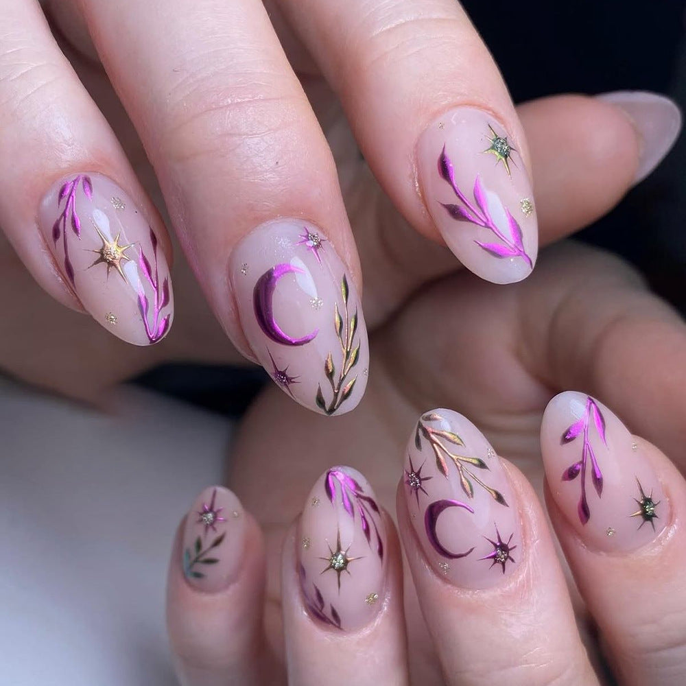 Artificial nails with botanical design Bowlift