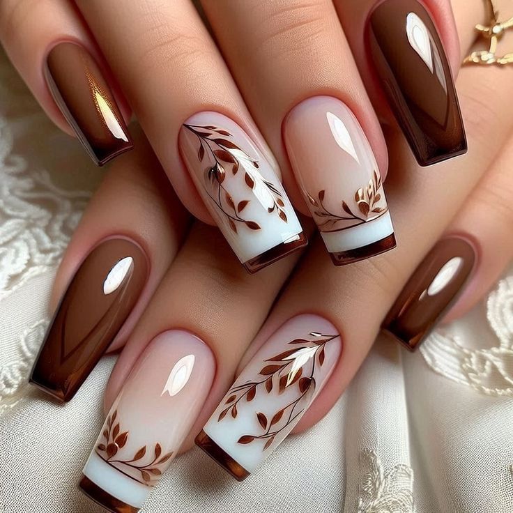 Artificial Nail Art with Elegant Leaves Design Bowlift