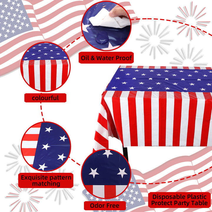 Unisex non-large waterproof party tablecloth with star stripe motif Bowlift