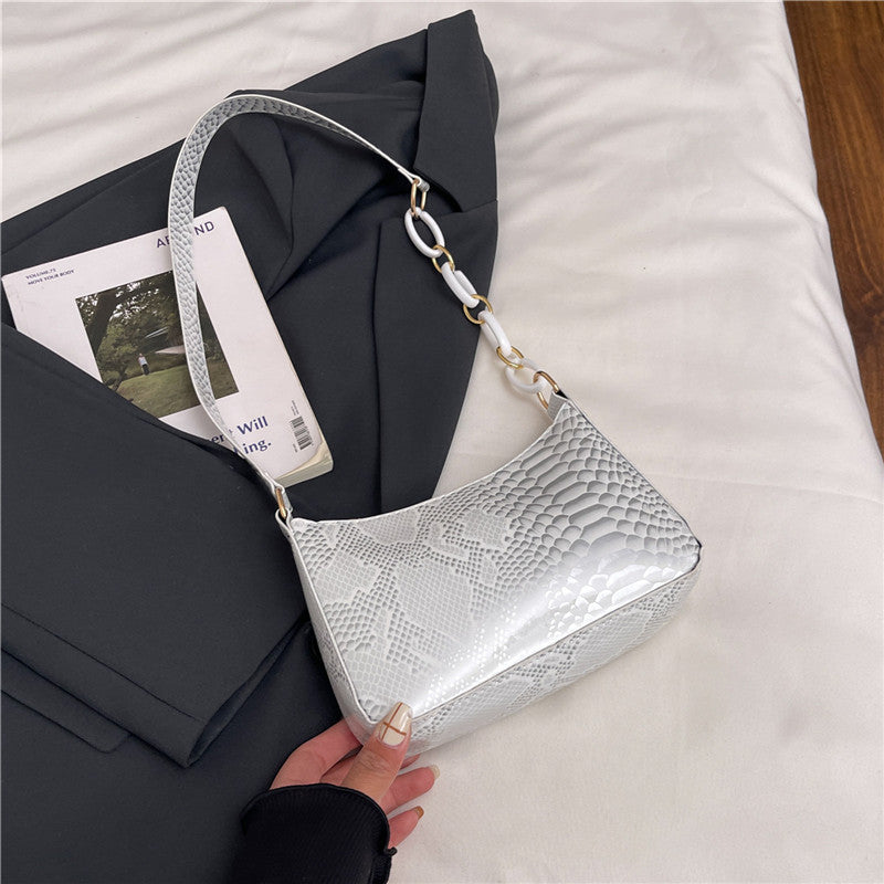 Stylish Textured Snakeskin Effect Handbag Bowlift