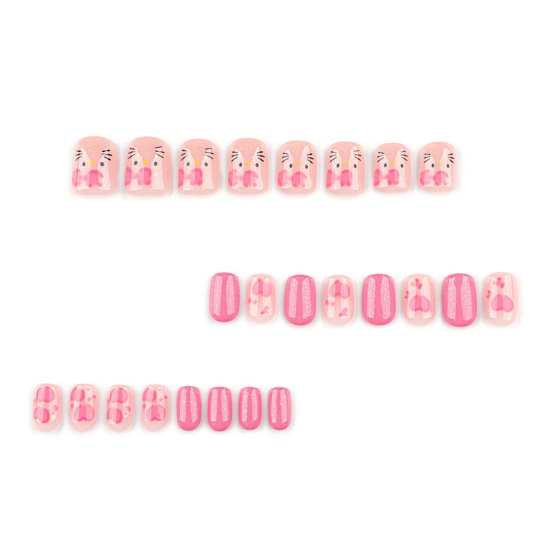 Artificial nail art with cute animal and heart motifs Bowlift