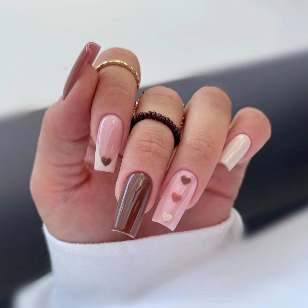Heart Pattern Press-On Nail Art Bowlift
