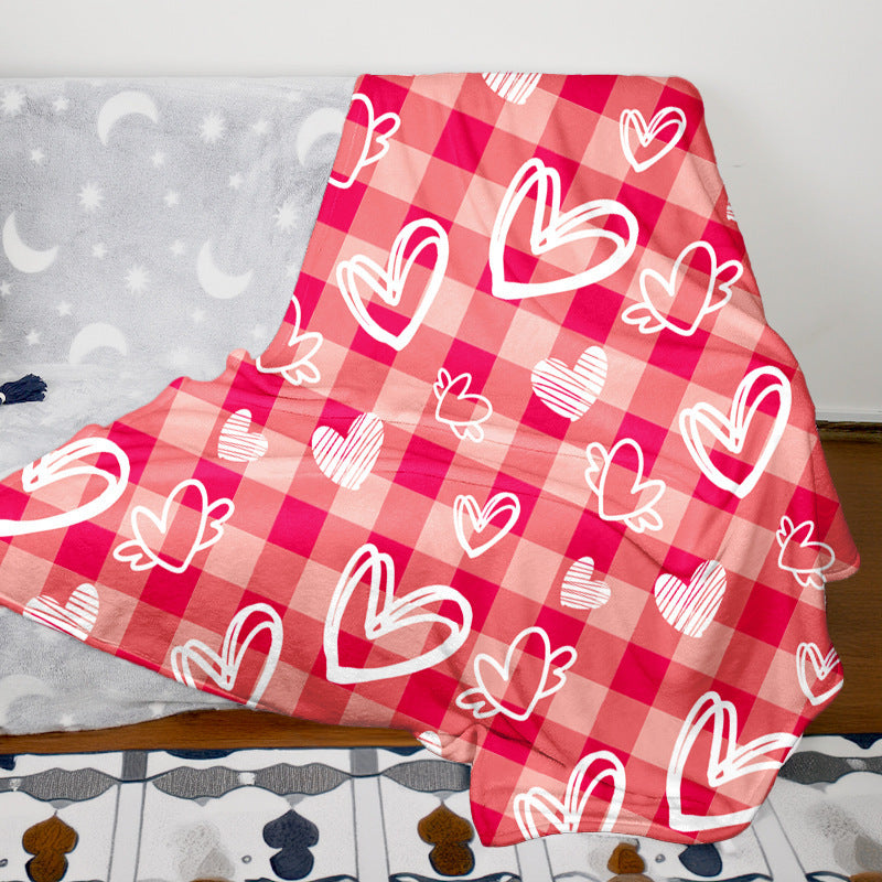 Heart Pattern Fleece Throw Blanket