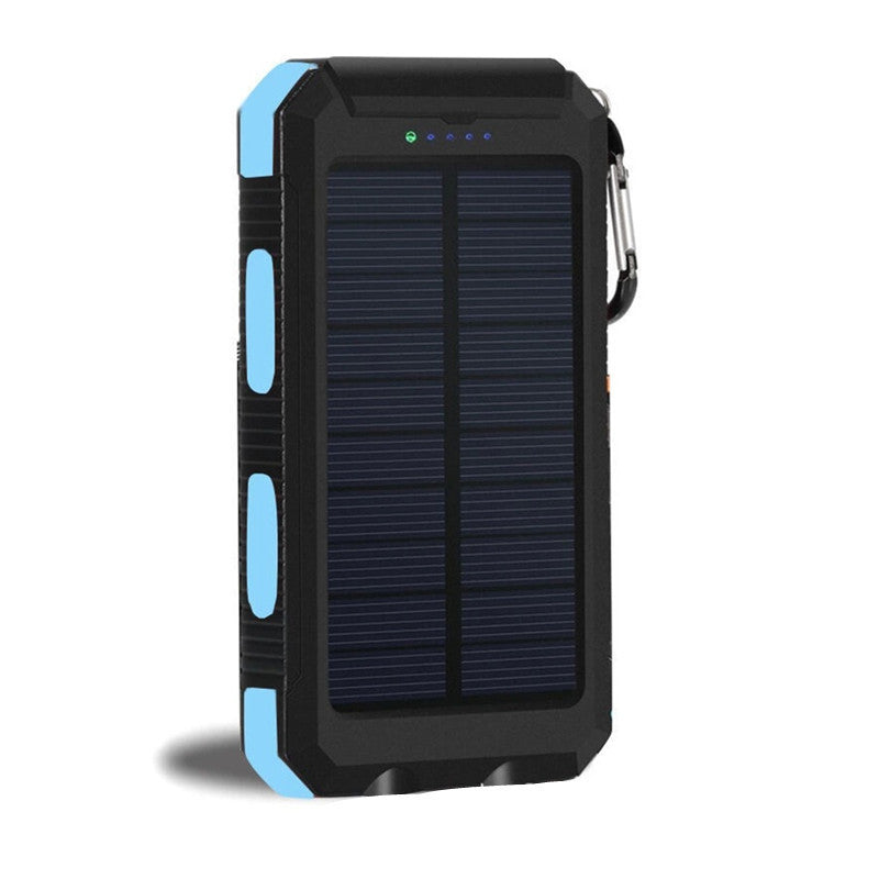 Solar-powered power bank with impact-resistant design and integrated carabiner Bowlift