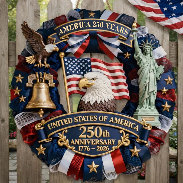 Unisex decorative country house door wreath with overlapping wooden stars and multiple ribbon bows Bowlift