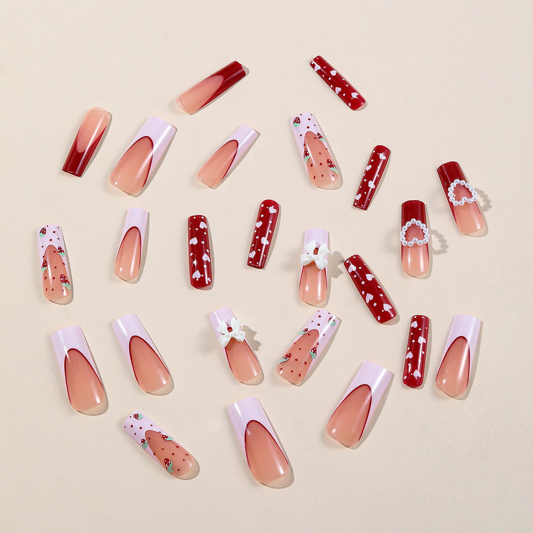 Decorative 3D Strawberry Nail Art Extensions Bowlift