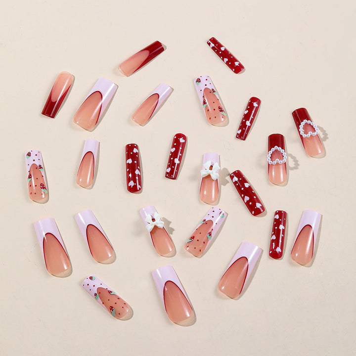 Decorative 3D Strawberry Nail Art Extensions Bowlift