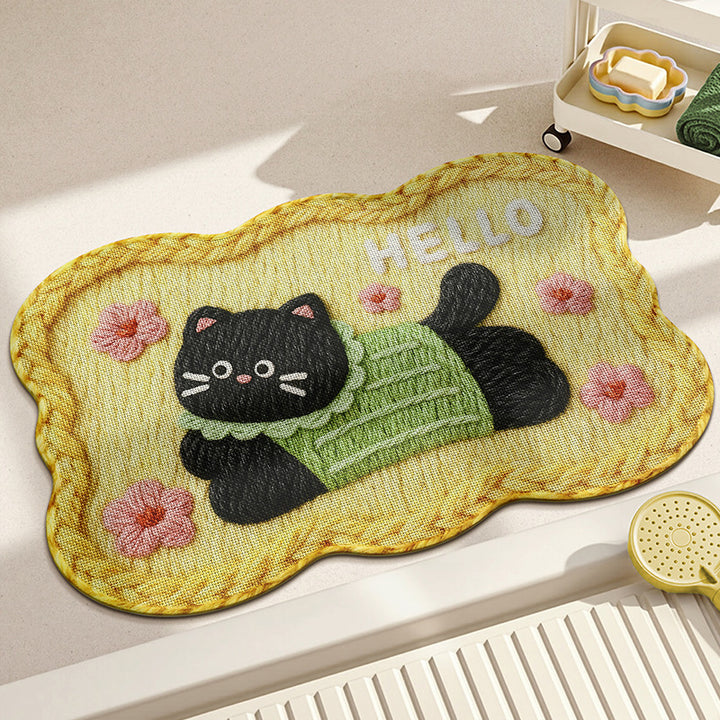 Adorable Embroidered Bear Bath Mat Bowlift