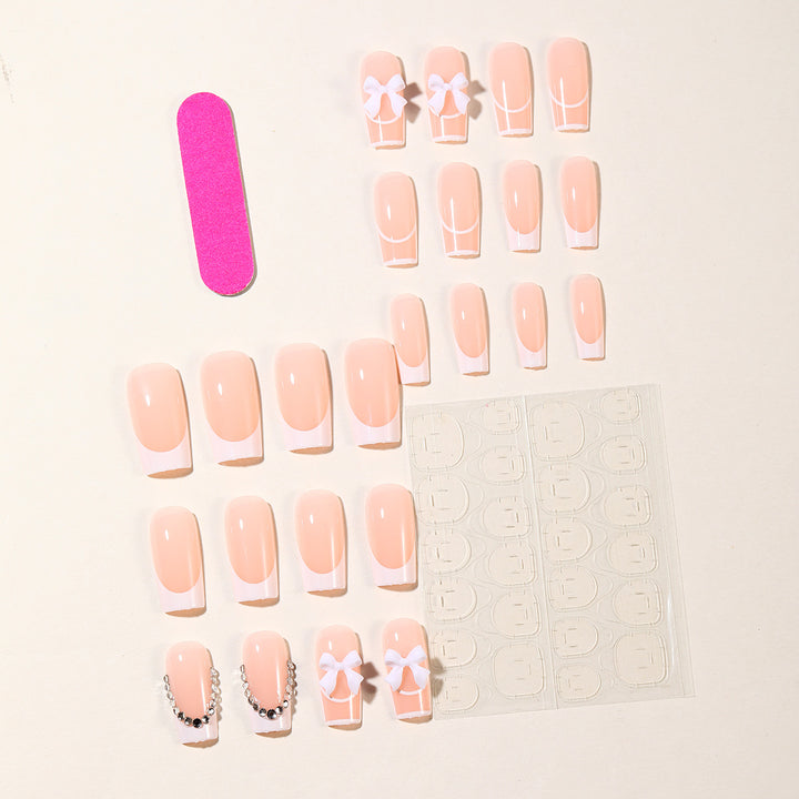 Elegant Floral French Tip Nail Art Extensions Bowlift