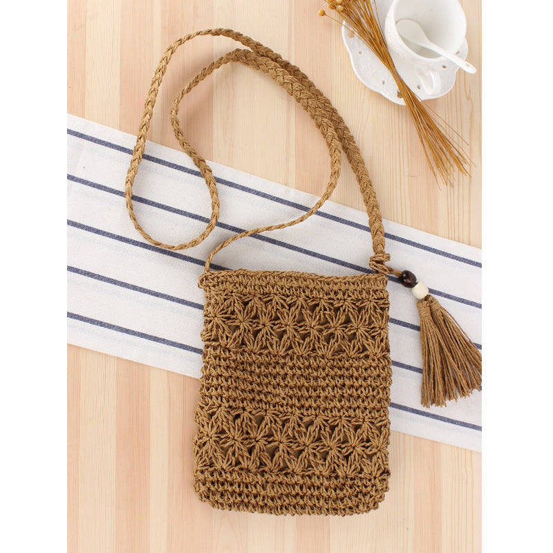 Macrame Crossbody Bag with Playful Tassel Detail Bowlift