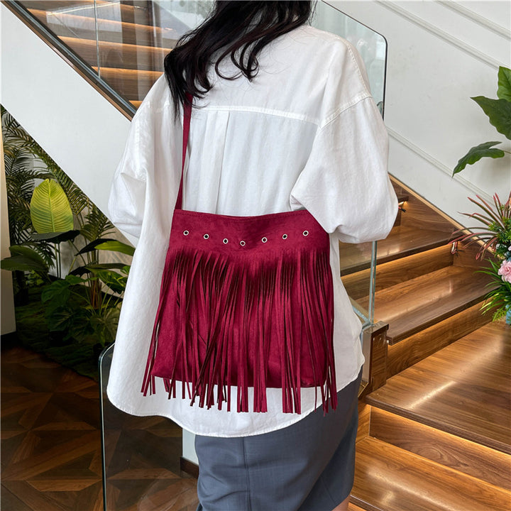 Fringe Suede Crossbody Bag Bowlift