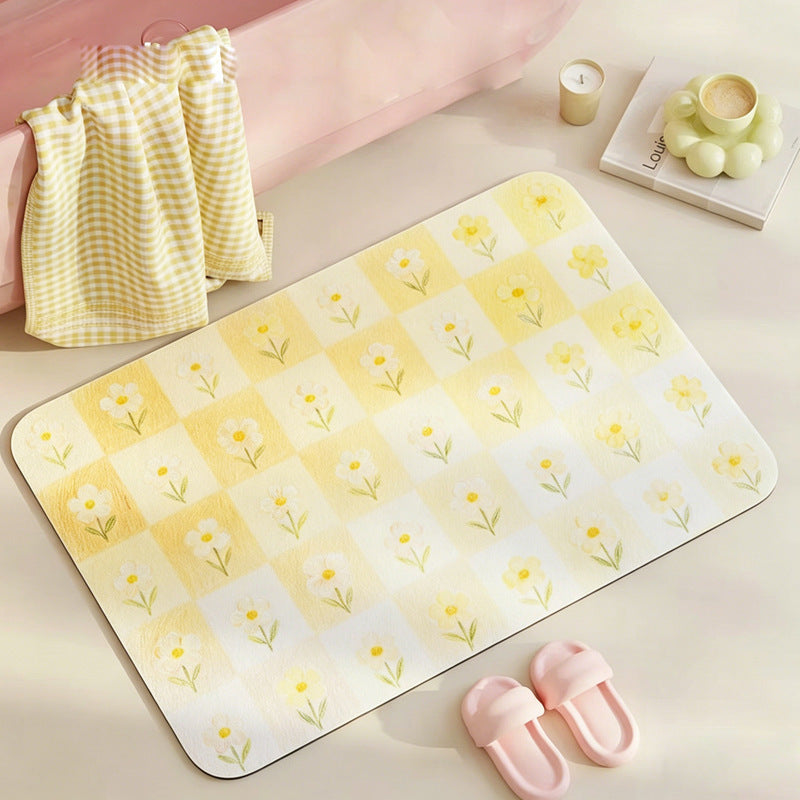 Floral Print Bath Mat Bowlift