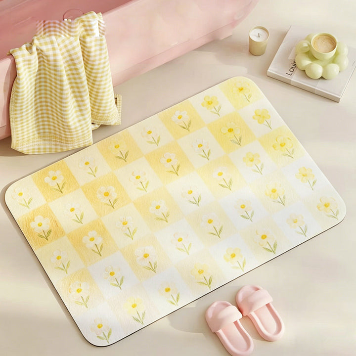 Floral Print Bath Mat Bowlift