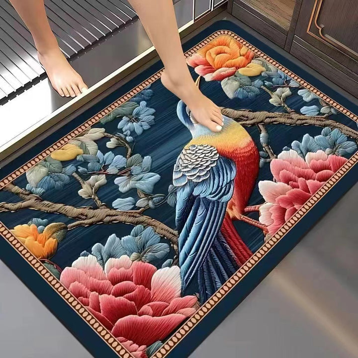 Floral-Embossed Memory Foam Bath Mat Bowlift