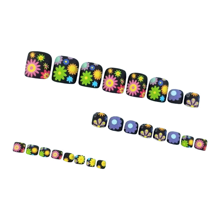 Nail art set with colorful flower designs Bowlift