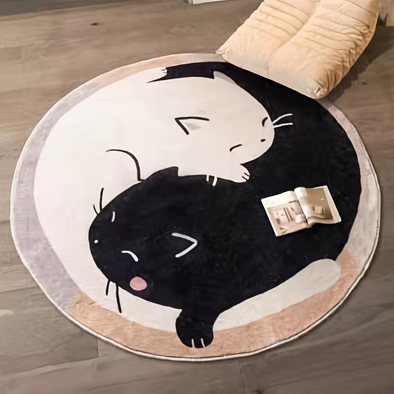 Cat-Themed Round Area Rug
