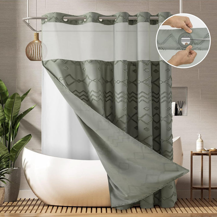 Textured Geometric Shower Curtain Bowlift