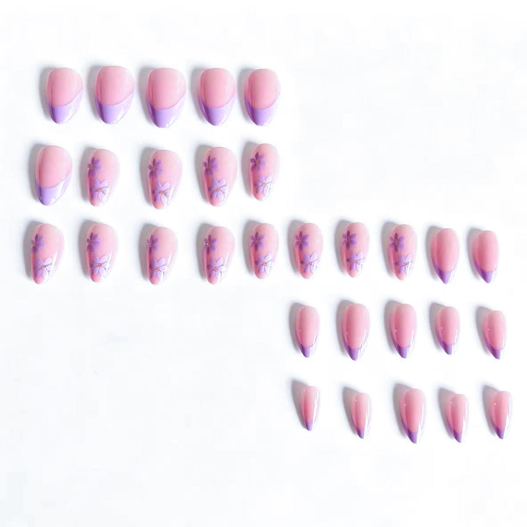 Artistic Floral-Embellished Press-On Nail Tips Bowlift