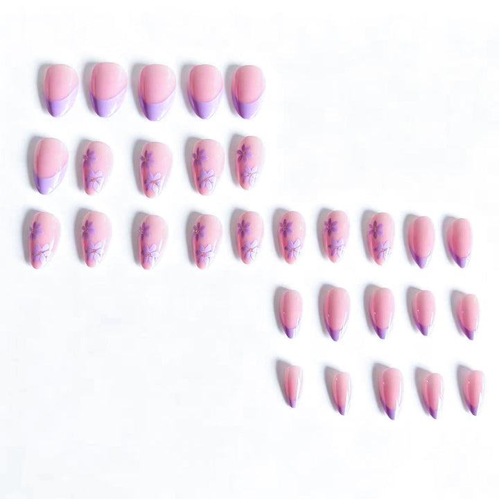 Artistic Floral-Embellished Press-On Nail Tips Bowlift