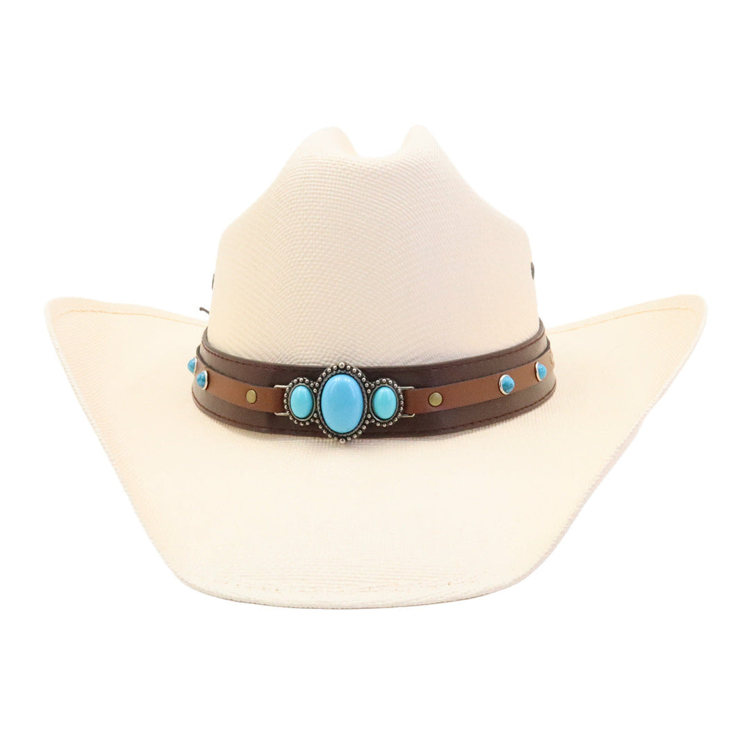 Turquoise Straw Western Hat | Bowlift