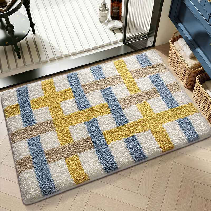 Plush Textured Zigzag Bath Mat Bowlift