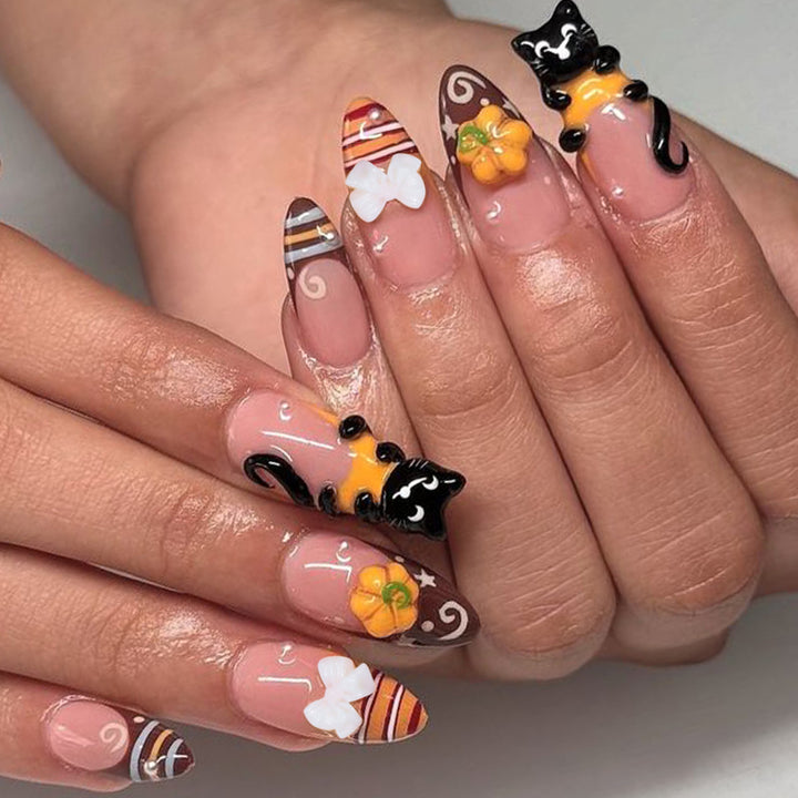 Playful Cat-Themed 3D Nail Art Extensions Bowlift