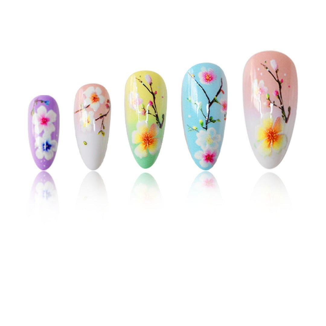 Artistic Floral Press-On Nail Art Extensions Bowlift
