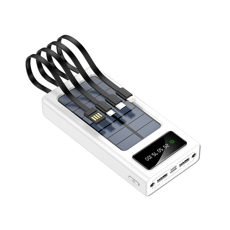 Portable solar power bank with multifunctional charging cable and digital display Bowlift
