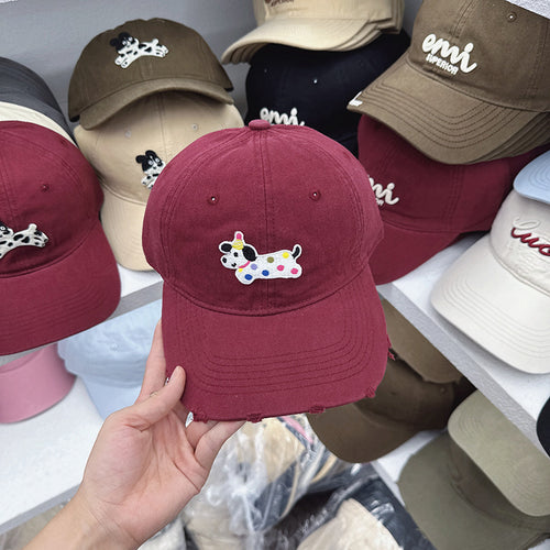 Women's Cute Embroidered Dog-Themed Baseball Cap Bowlift